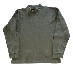 John Ashford XL Olive Ribbed Mock Neck Pullover | Classic 90s Style